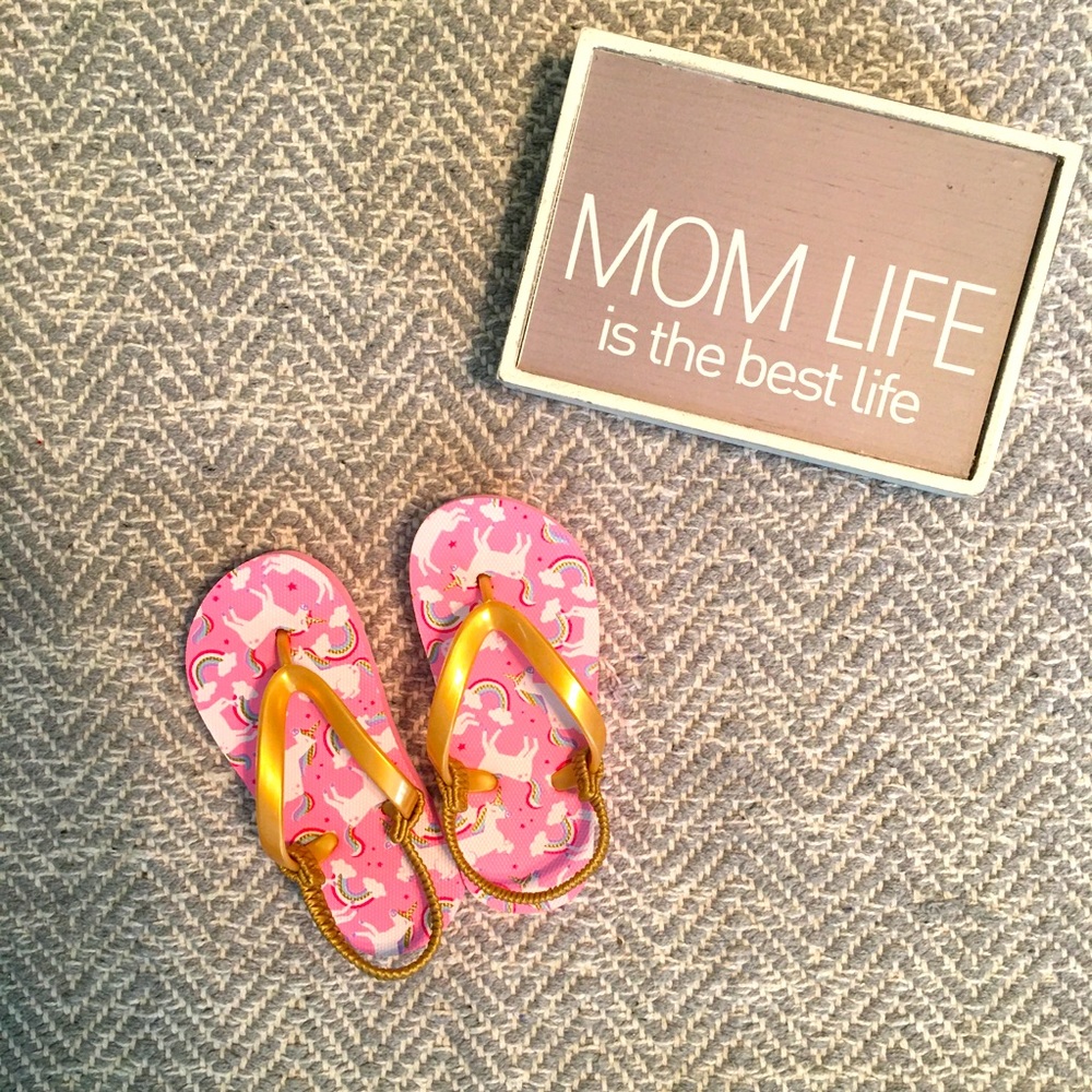 Toddler girls unicorn flip flops